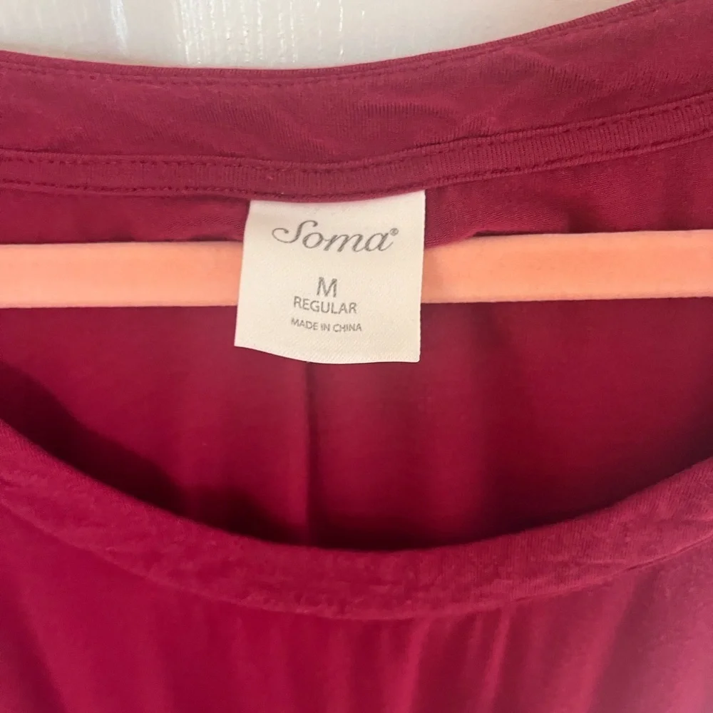 Soma Deep Red Long Sleeve Sleep Shirt